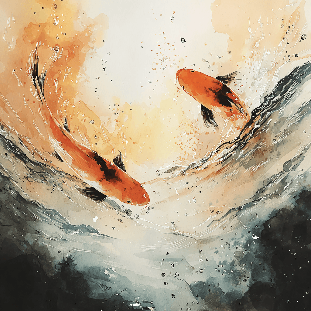 Watercolor of a fish in sunlit water