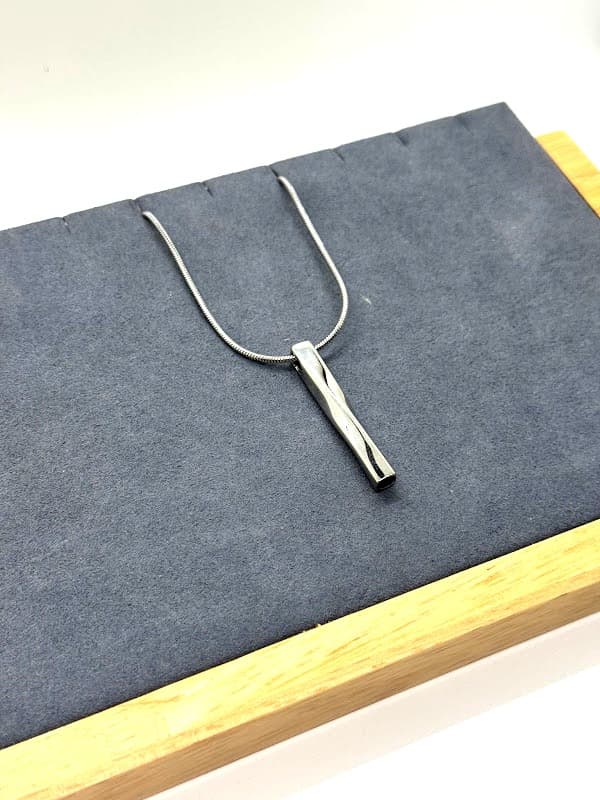 Twisted stainless steel necklace.