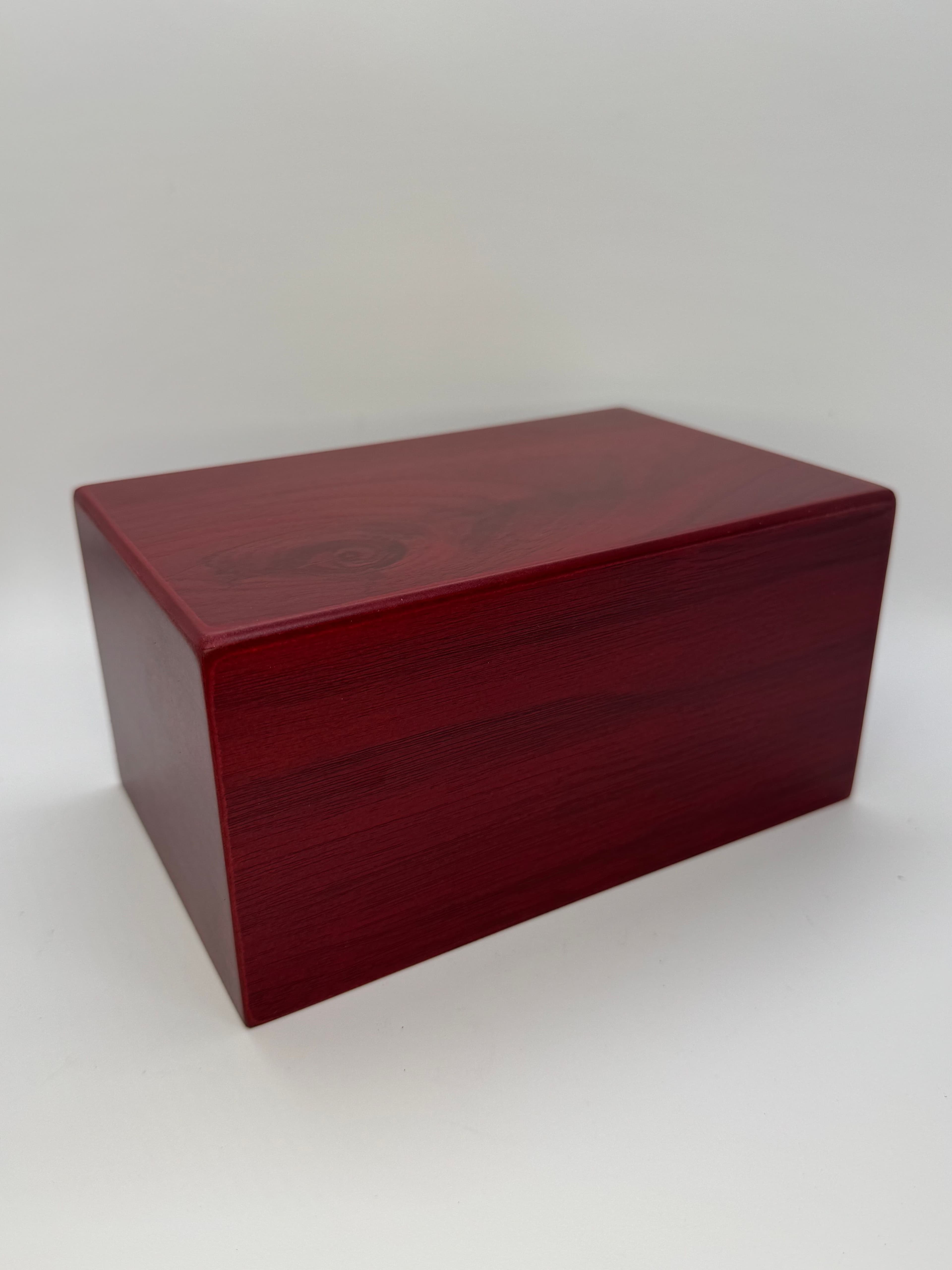 MDF urn featuring a deep cherry-tone finish.